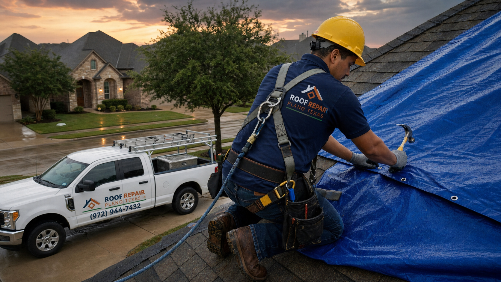 Emergency roof tarping in Plano