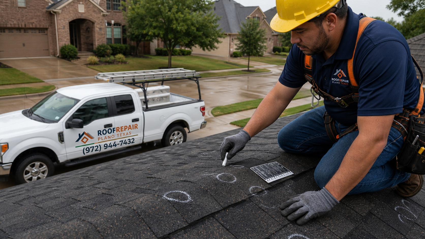 Hail damage roof inspection in Plano