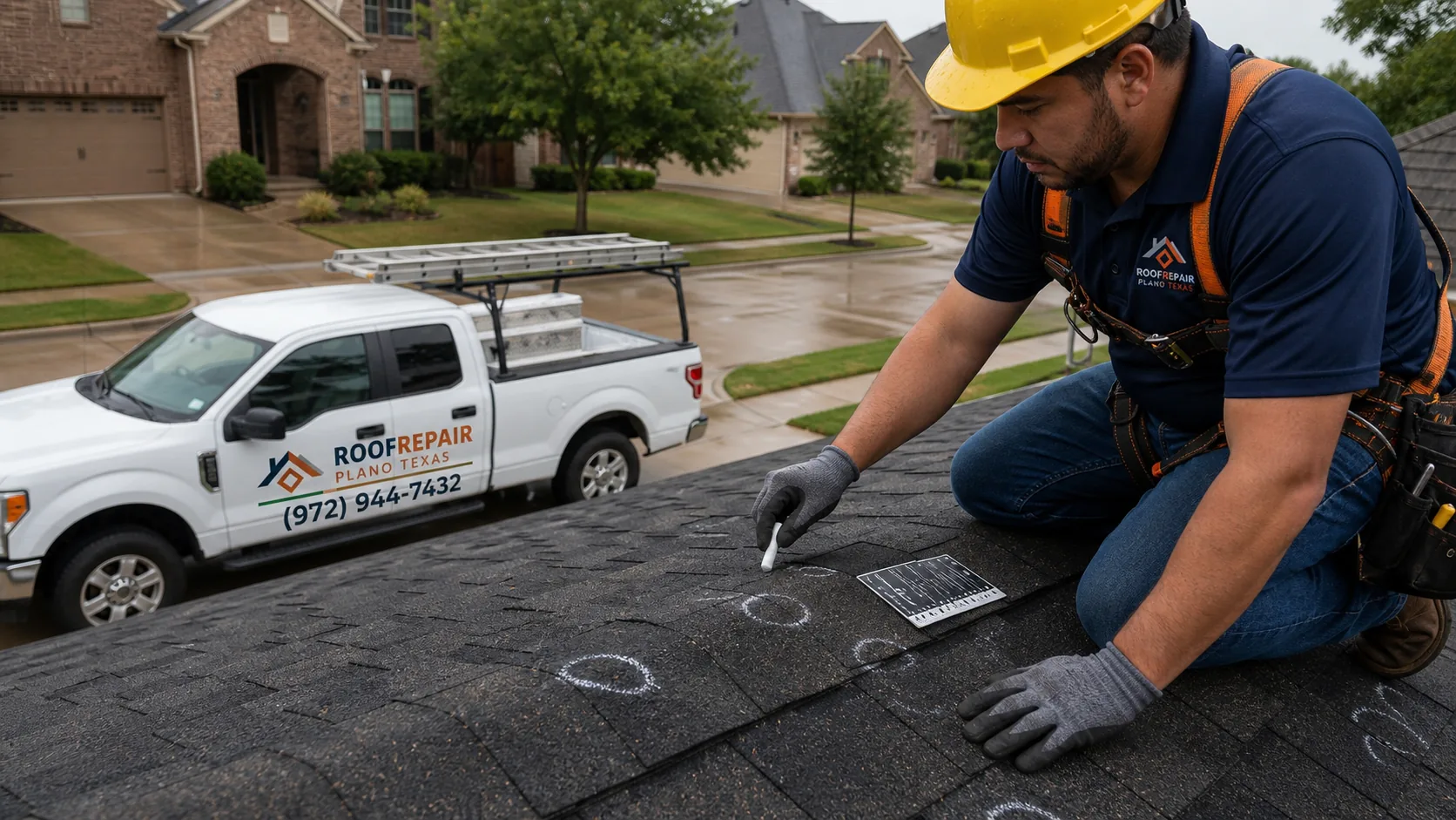 Hail damage roof inspection in Plano