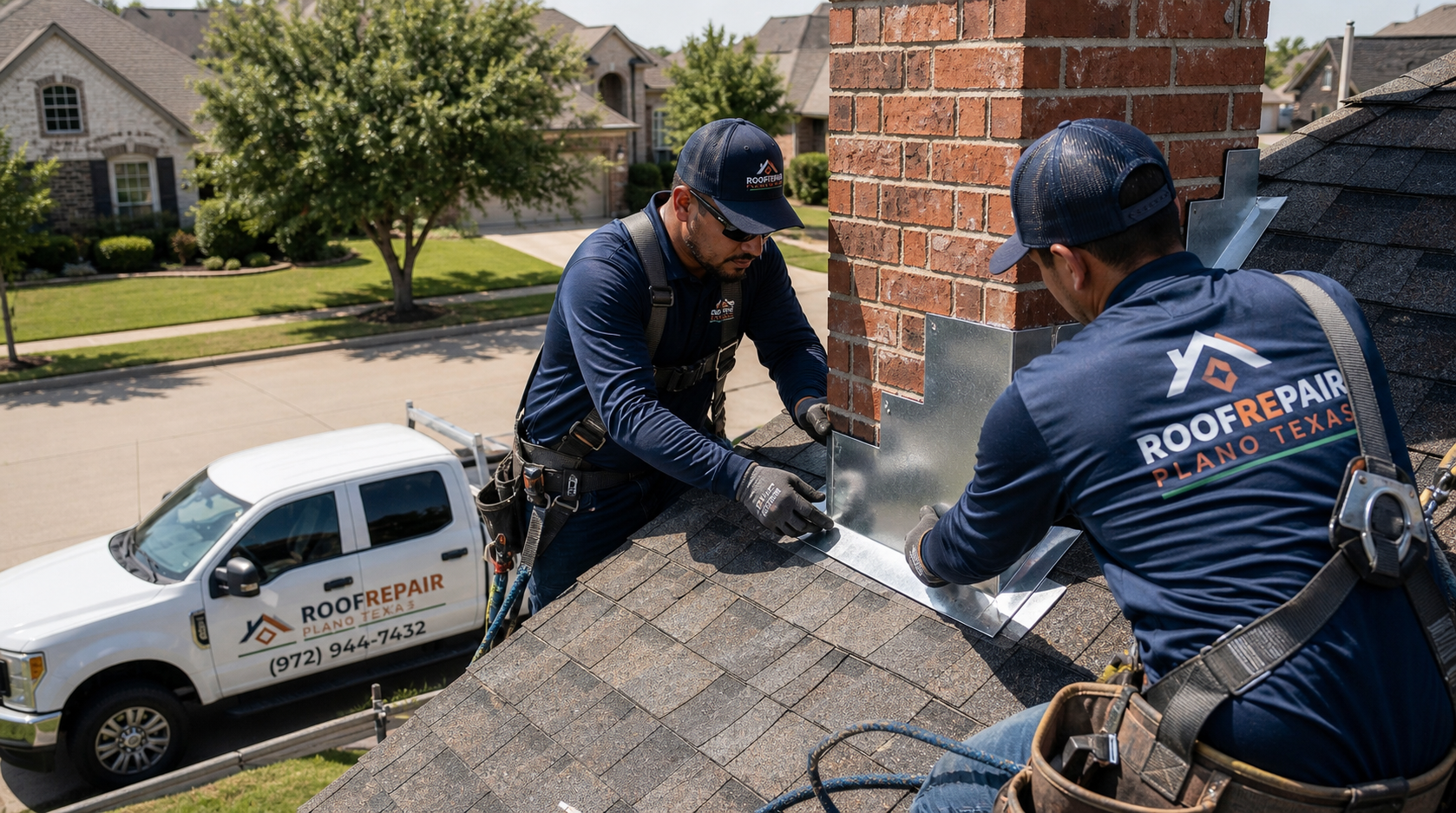 Roof flashing repair in Plano