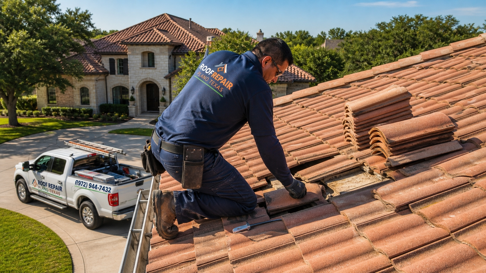 Tile roof repair in Plano