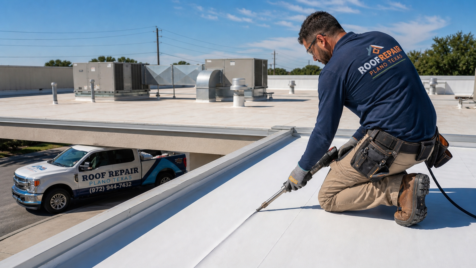 Flat roof repair service in Plano