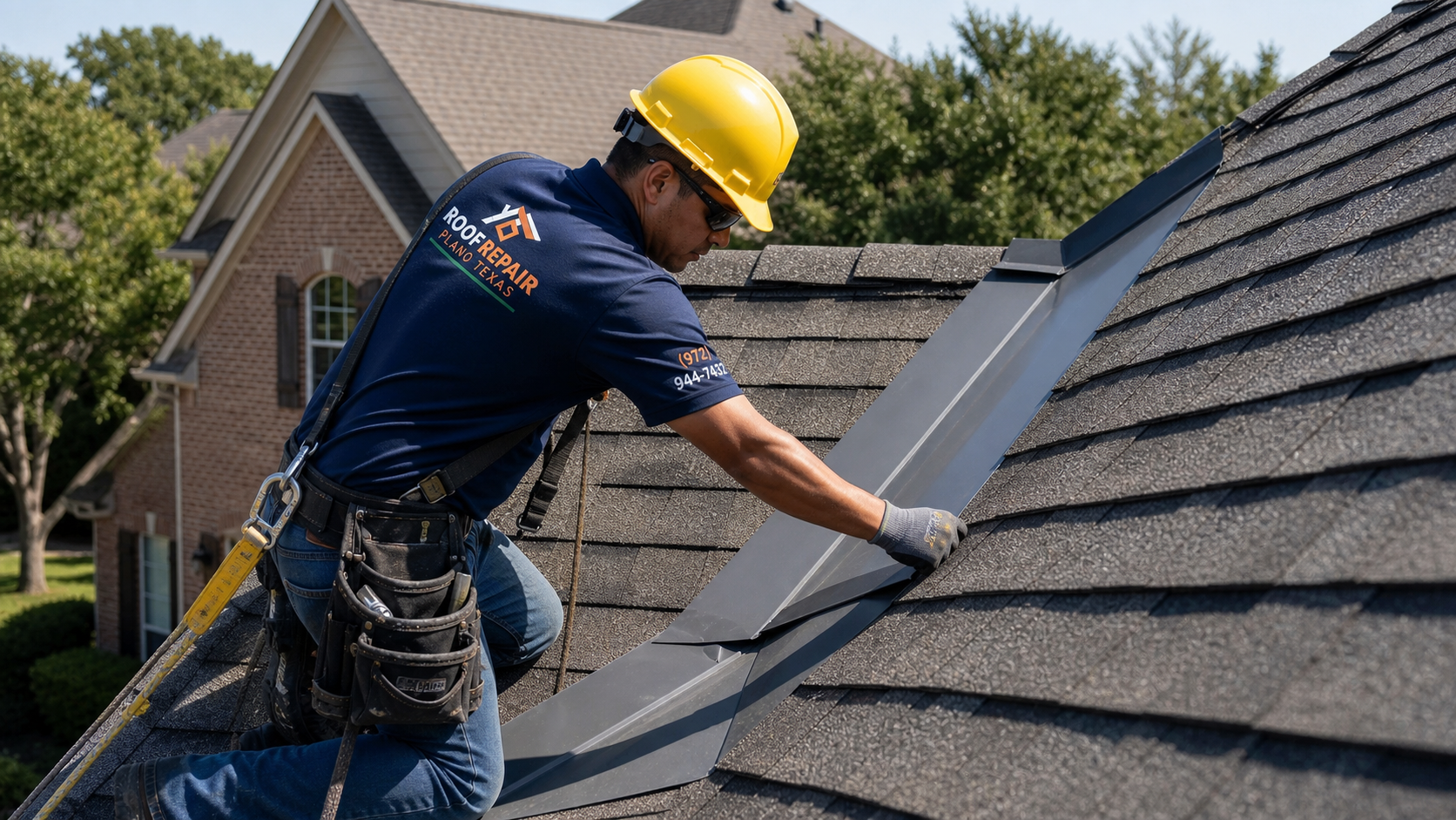 Roof valley flashing repair in Plano