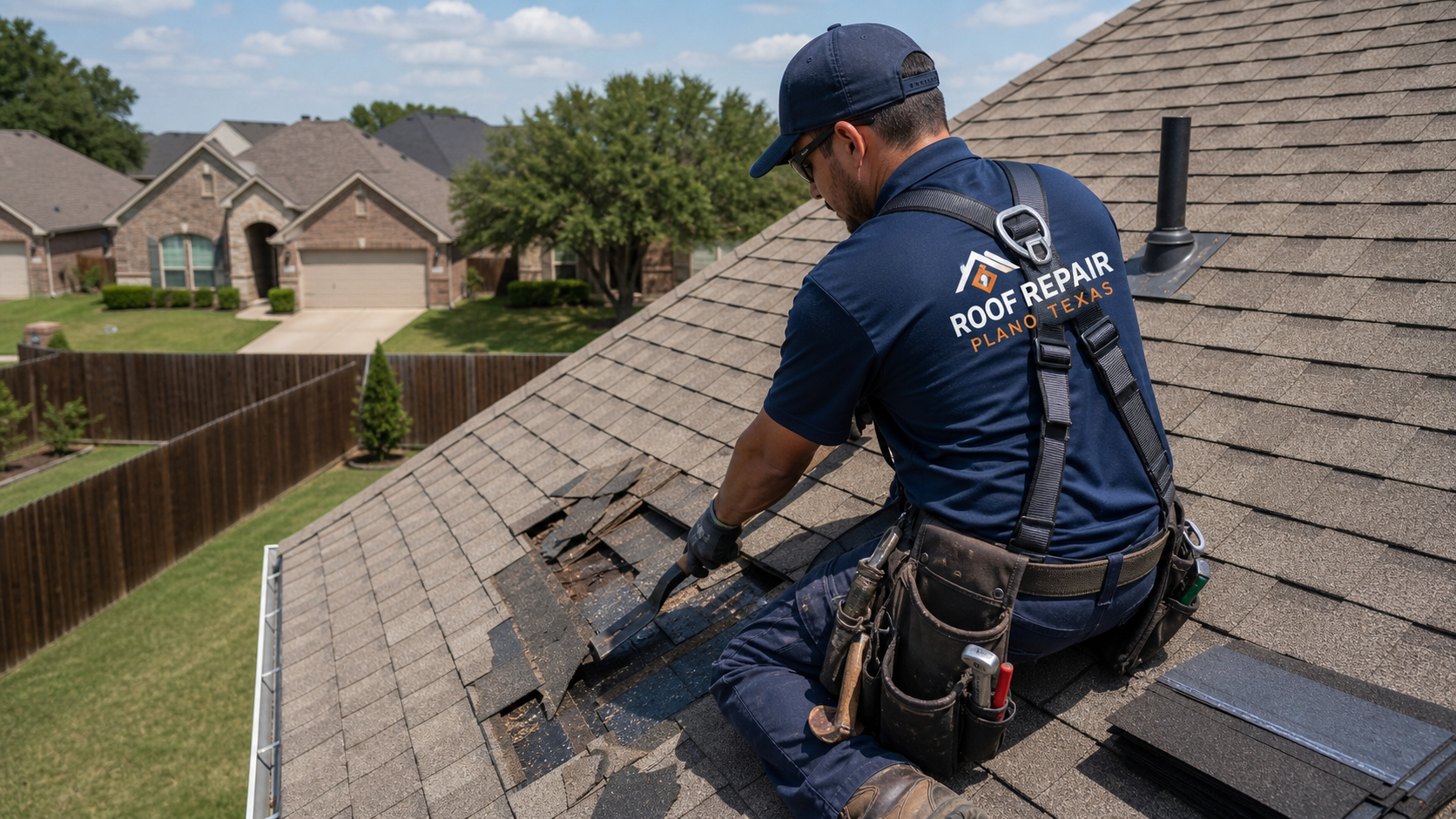 Shingle roof repair in Plano