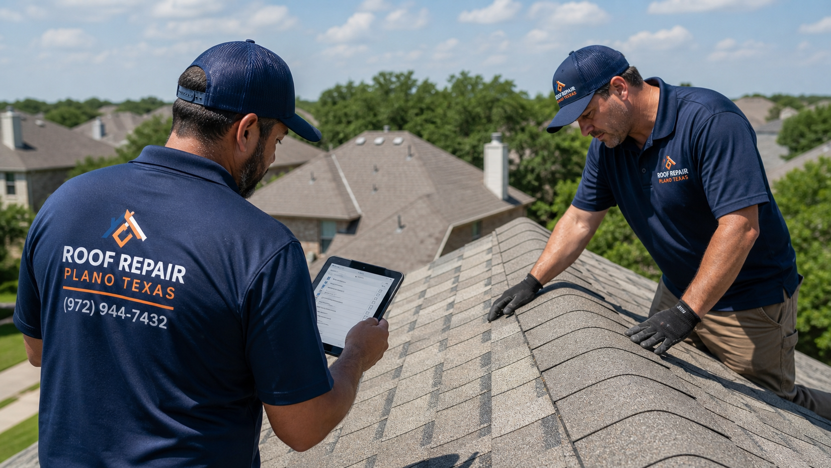 Careful professional roof inspection in Plano
