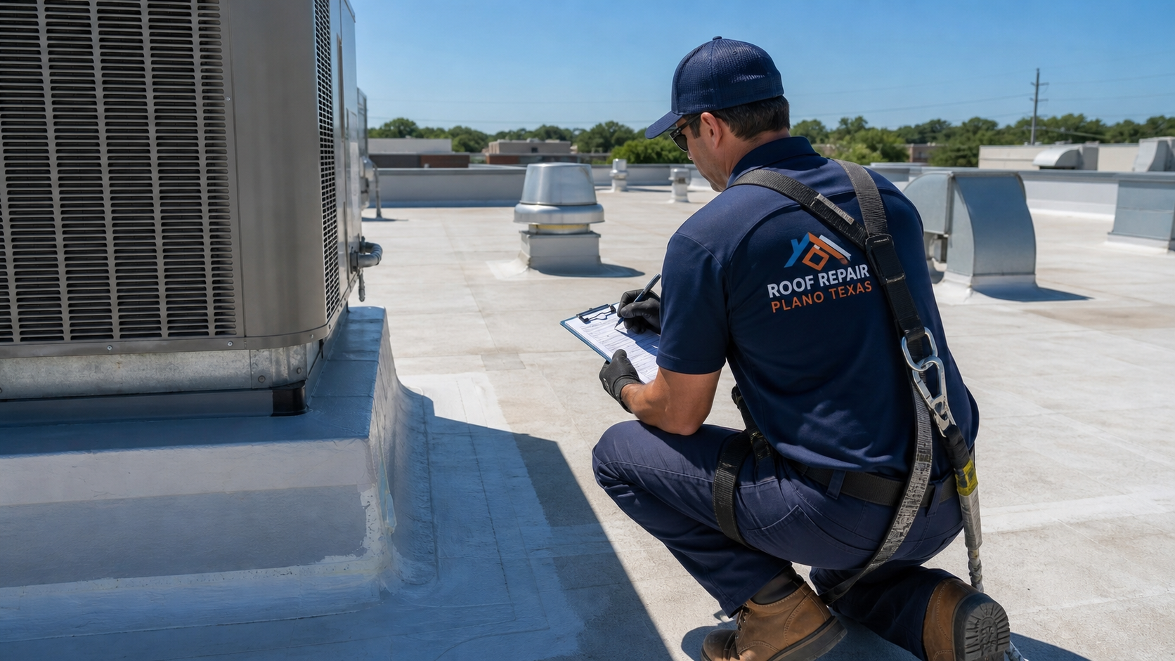 Commercial flat roof inspection in Plano